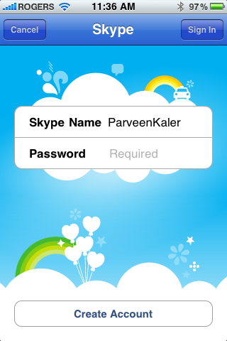 Skype Sign In Screen